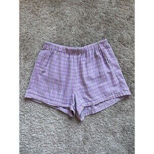 Brandy Melville Plaid Logan Shorts in Lilac ONE SIZE